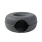 Cat Nest Round Woolen Felt Pet Dual-use Cat Nest Tunnel Interactive Training Toy Grey Felt Cat Nest