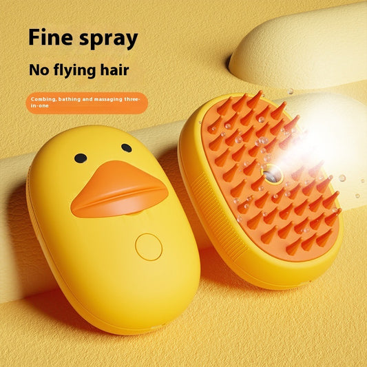 Pet Whale Small Yellow Duck Spray Massage Comb