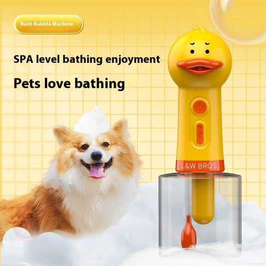 Dog Supplies Small Yellow Duck Bath Bubble Machine