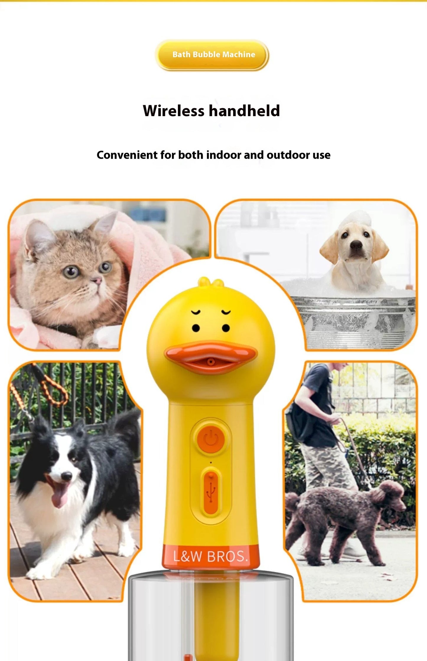 Dog Supplies Small Yellow Duck Bath Bubble Machine